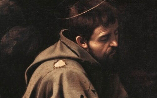 san francesco in meditazione (caravaggio) - olio su tela