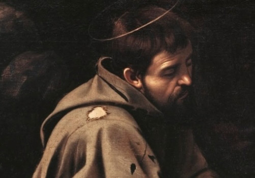 san francesco in meditazione (caravaggio) - olio su tela