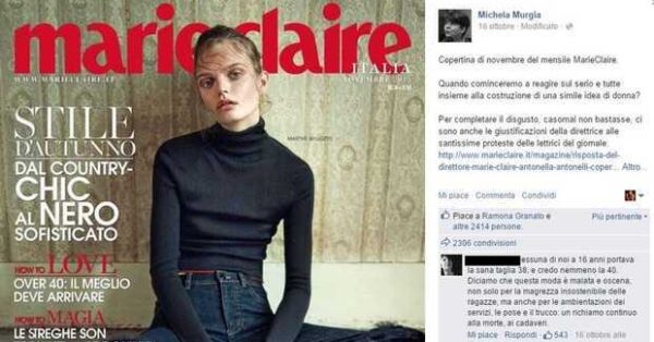 Modella anoressica sulla copertina di Marie Claire, scoppia l'indignazione